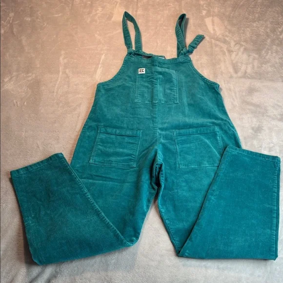 Lucy & Yak Original Organic Corduroy Dungaree Teal Size Medium - Picture 4 of 15